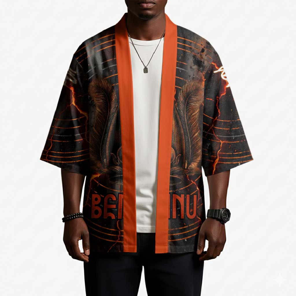 Bennu Kimono Ancient Egyptian Lava Crack Texture, Phoenix Firebird and Reborn from Chaos - Wonder Print Shop