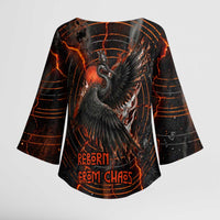 Bennu Kimono Sleeve Blouse Ancient Egyptian Lava Crack Texture, Phoenix Firebird and Reborn from Chaos - Wonder Print Shop