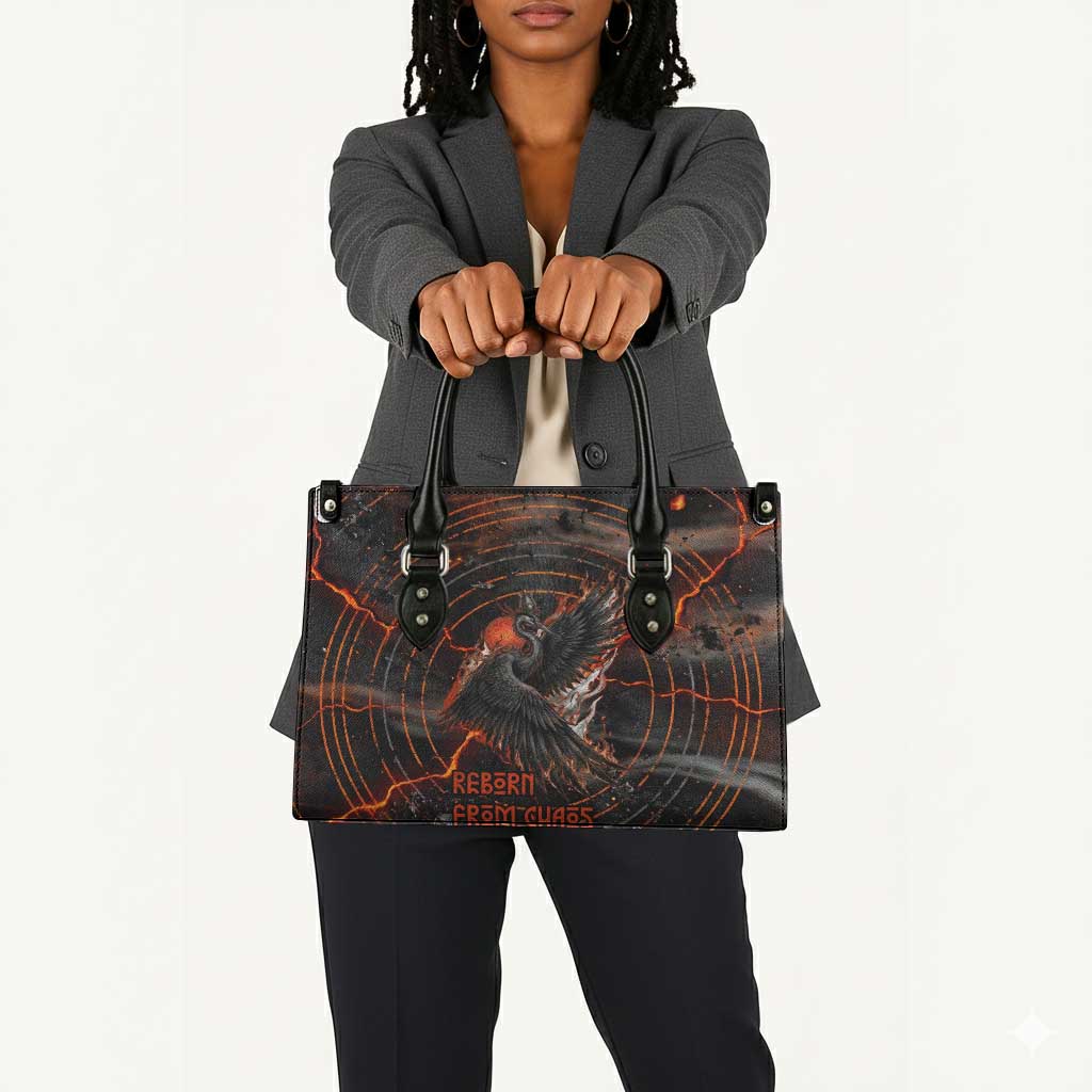 Bennu Leather Bag Ancient Egyptian Lava Crack Texture, Phoenix Firebird and Reborn from Chaos - Wonder Print Shop