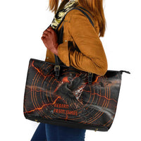 Bennu Leather Tote Bag Ancient Egyptian Lava Crack Texture, Phoenix Firebird and Reborn from Chaos - Wonder Print Shop