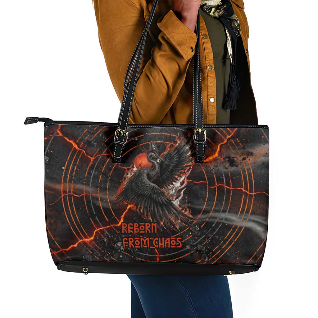 Bennu Leather Tote Bag Ancient Egyptian Lava Crack Texture, Phoenix Firebird and Reborn from Chaos - Wonder Print Shop