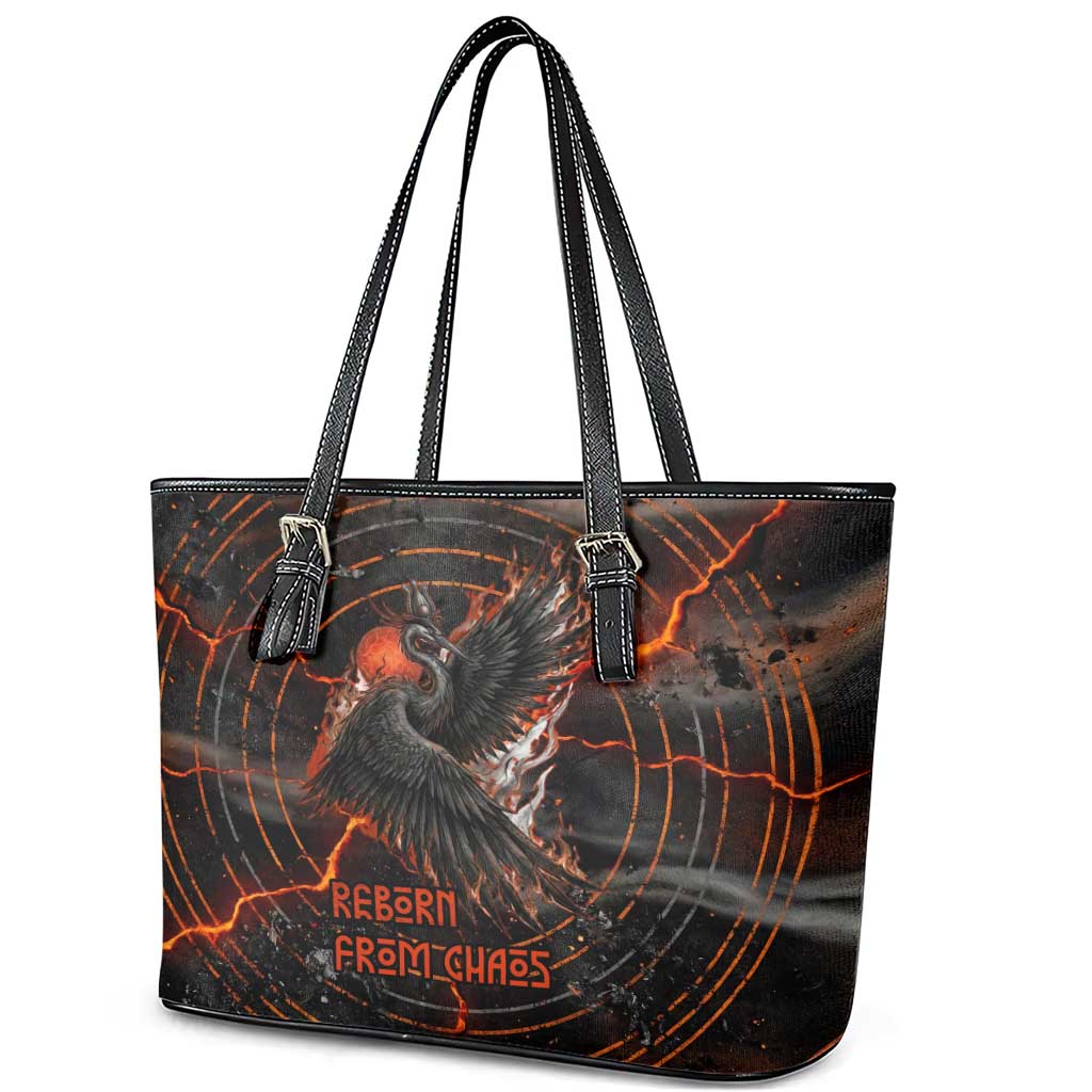 Bennu Leather Tote Bag Ancient Egyptian Lava Crack Texture, Phoenix Firebird and Reborn from Chaos - Wonder Print Shop