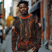 Bennu Long Sleeve Shirt Ancient Egyptian Lava Crack Texture, Phoenix Firebird and Reborn from Chaos - Wonder Print Shop