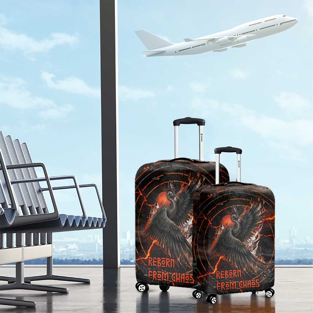 Bennu Luggage Cover Ancient Egyptian Lava Crack Texture, Phoenix Firebird and Reborn from Chaos - Wonder Print Shop