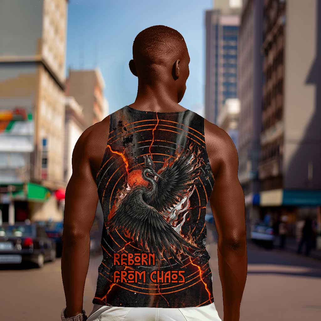 Bennu Men Tank Top Ancient Egyptian Lava Crack Texture, Phoenix Firebird and Reborn from Chaos - Wonder Print Shop