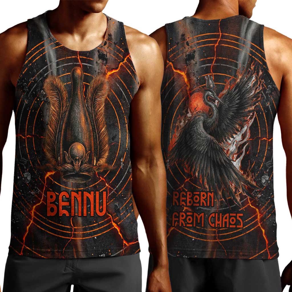 Bennu Men Tank Top Ancient Egyptian Lava Crack Texture, Phoenix Firebird and Reborn from Chaos - Wonder Print Shop