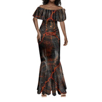 Bennu Mermaid Dress Ancient Egyptian Lava Crack Texture, Phoenix Firebird and Reborn from Chaos - Wonder Print Shop