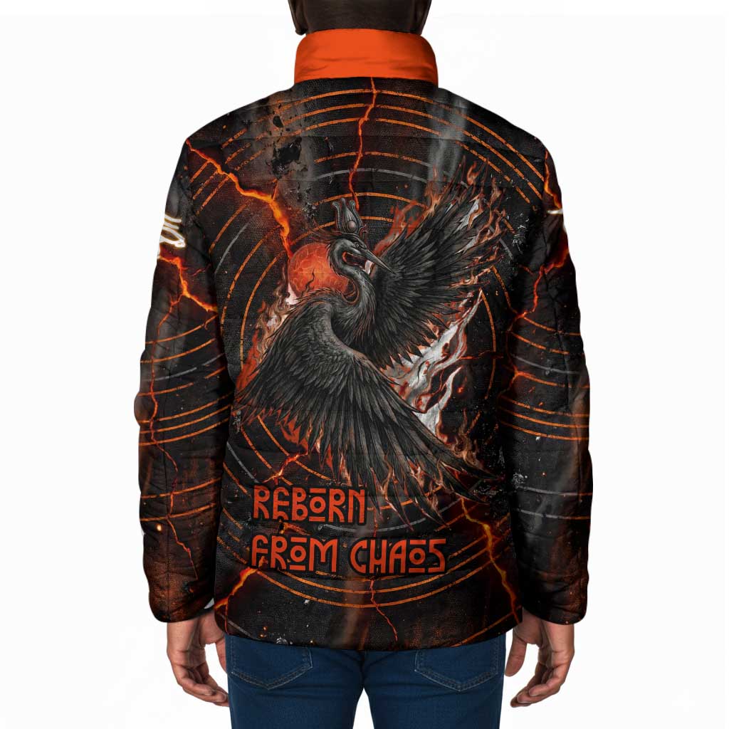 Bennu Padded Jacket Ancient Egyptian Lava Crack Texture, Phoenix Firebird and Reborn from Chaos - Wonder Print Shop