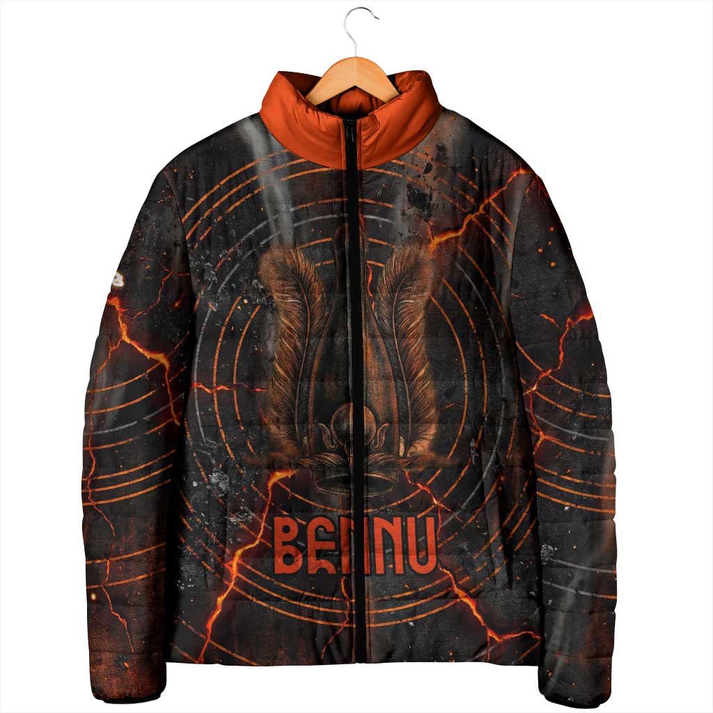 Bennu Padded Jacket Ancient Egyptian Lava Crack Texture, Phoenix Firebird and Reborn from Chaos - Wonder Print Shop