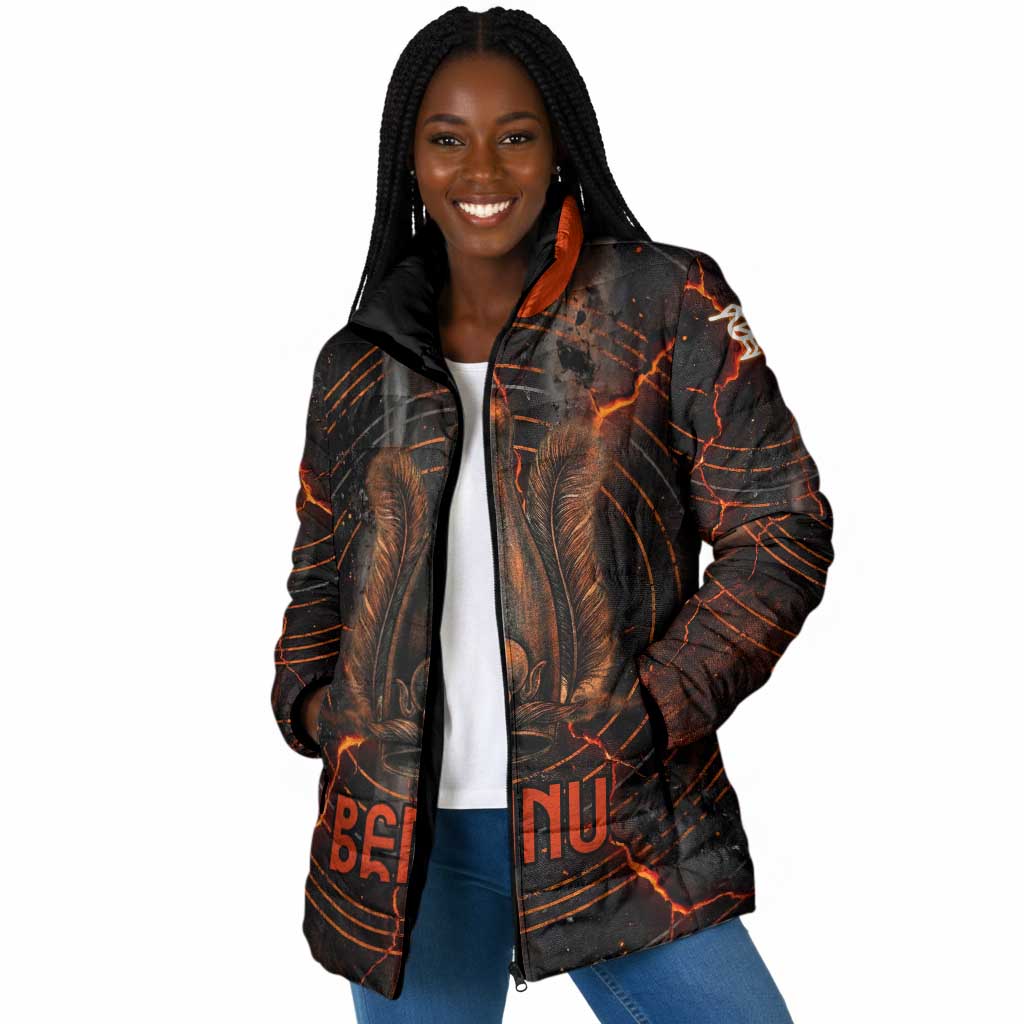 Bennu Padded Jacket Ancient Egyptian Lava Crack Texture, Phoenix Firebird and Reborn from Chaos - Wonder Print Shop