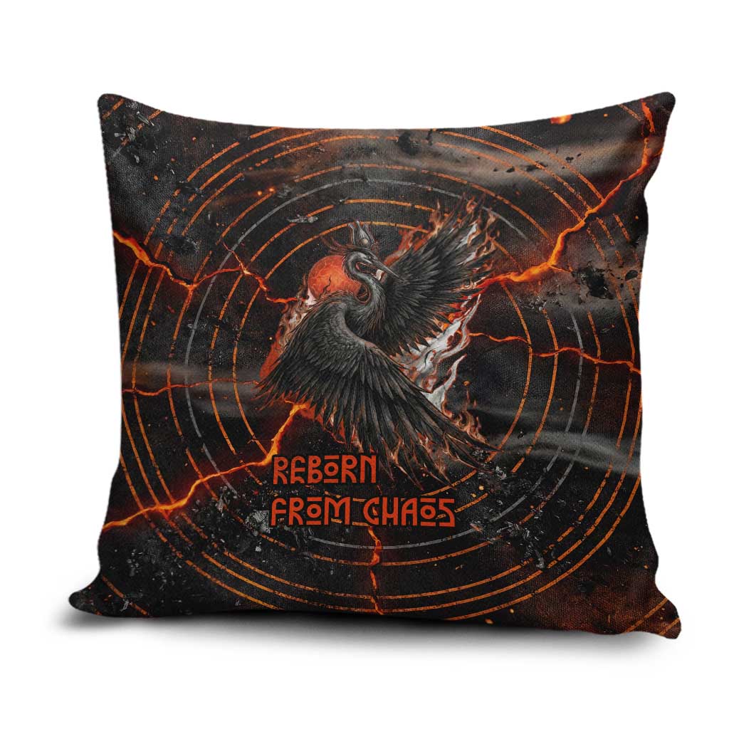 Bennu Pillow Cover Ancient Egyptian Lava Crack Texture, Phoenix Firebird and Reborn from Chaos - Wonder Print Shop