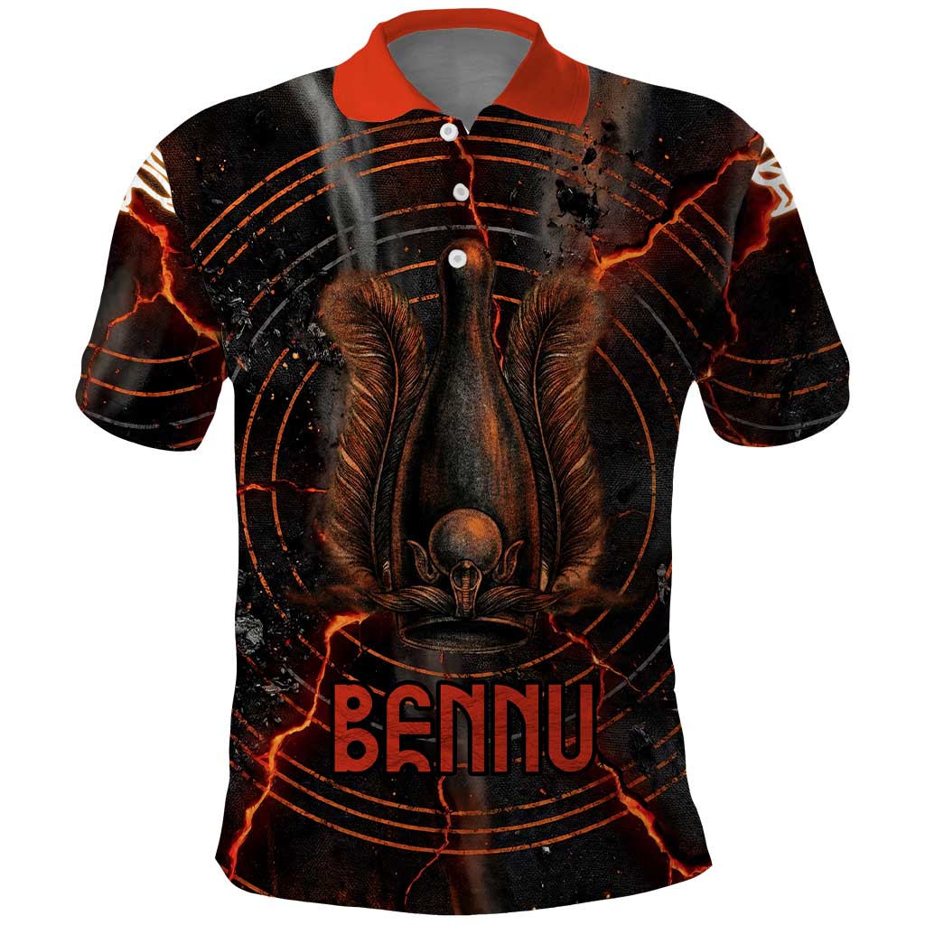Bennu Polo Shirt Ancient Egyptian Lava Crack Texture, Phoenix Firebird and Reborn from Chaos - Wonder Print Shop
