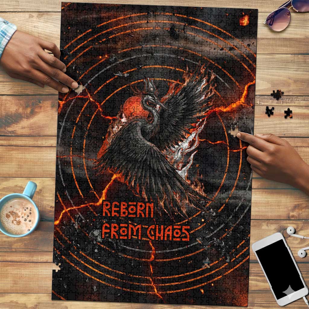 Bennu Puzzle Ancient Egyptian Lava Crack Texture, Phoenix Firebird and Reborn from Chaos - Wonder Print Shop
