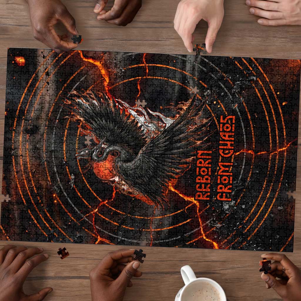 Bennu Puzzle Ancient Egyptian Lava Crack Texture, Phoenix Firebird and Reborn from Chaos - Wonder Print Shop
