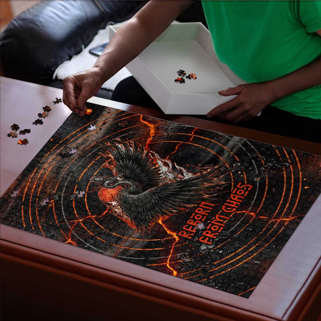 Bennu Puzzle Ancient Egyptian Lava Crack Texture, Phoenix Firebird and Reborn from Chaos - Wonder Print Shop