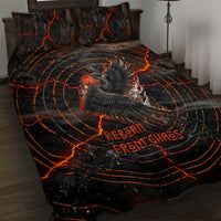 Bennu Quilt Bed Set Ancient Egyptian Lava Crack Texture, Phoenix Firebird and Reborn from Chaos - Wonder Print Shop