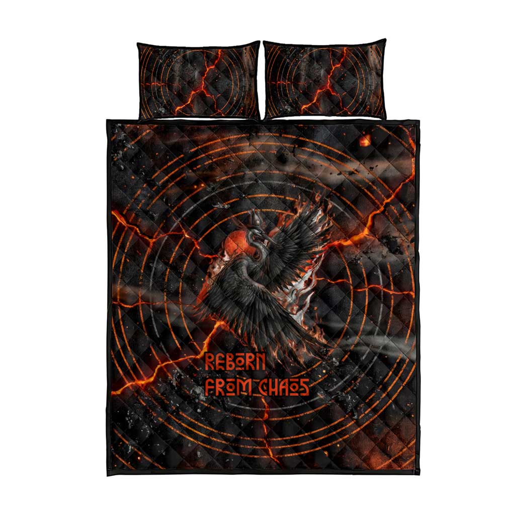 Bennu Quilt Bed Set Ancient Egyptian Lava Crack Texture, Phoenix Firebird and Reborn from Chaos - Wonder Print Shop