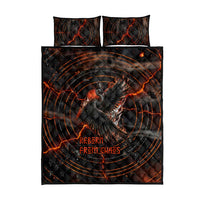Bennu Quilt Bed Set Ancient Egyptian Lava Crack Texture, Phoenix Firebird and Reborn from Chaos - Wonder Print Shop