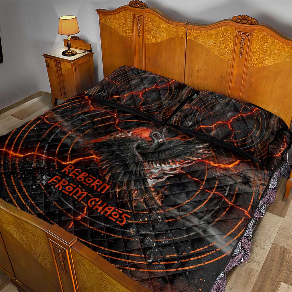 Bennu Quilt Bed Set Ancient Egyptian Lava Crack Texture, Phoenix Firebird and Reborn from Chaos - Wonder Print Shop