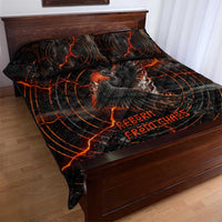 Bennu Quilt Bed Set Ancient Egyptian Lava Crack Texture, Phoenix Firebird and Reborn from Chaos - Wonder Print Shop