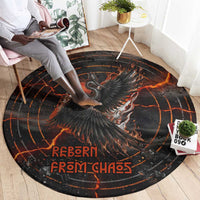 Bennu Round Carpet Ancient Egyptian Lava Crack Texture, Phoenix Firebird and Reborn from Chaos - Wonder Print Shop