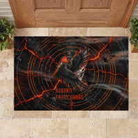 Bennu Rubber Doormat Ancient Egyptian Lava Crack Texture, Phoenix Firebird and Reborn from Chaos - Wonder Print Shop