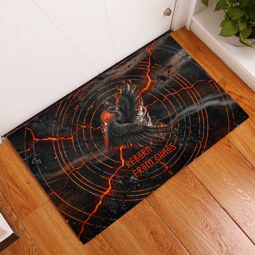 Bennu Rubber Doormat Ancient Egyptian Lava Crack Texture, Phoenix Firebird and Reborn from Chaos - Wonder Print Shop