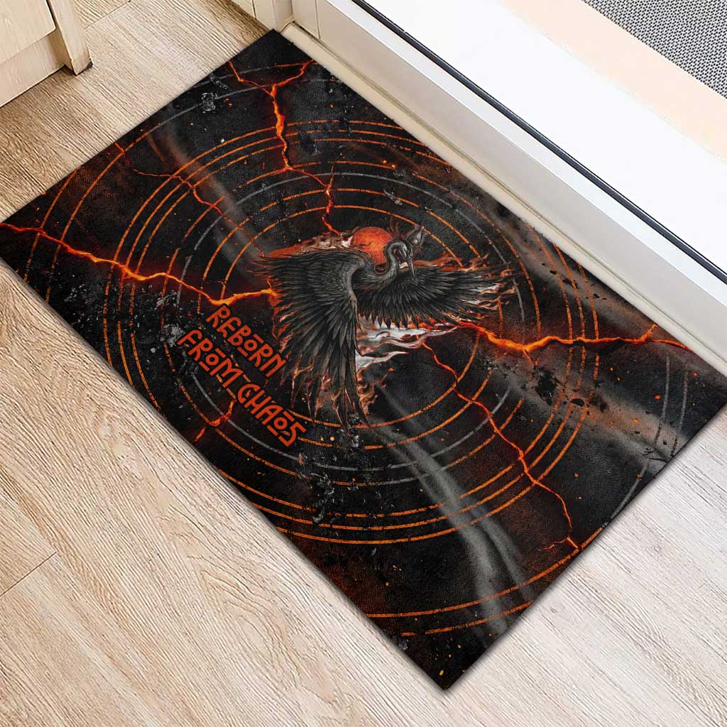 Bennu Rubber Doormat Ancient Egyptian Lava Crack Texture, Phoenix Firebird and Reborn from Chaos - Wonder Print Shop