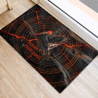 Bennu Rubber Doormat Ancient Egyptian Lava Crack Texture, Phoenix Firebird and Reborn from Chaos - Wonder Print Shop