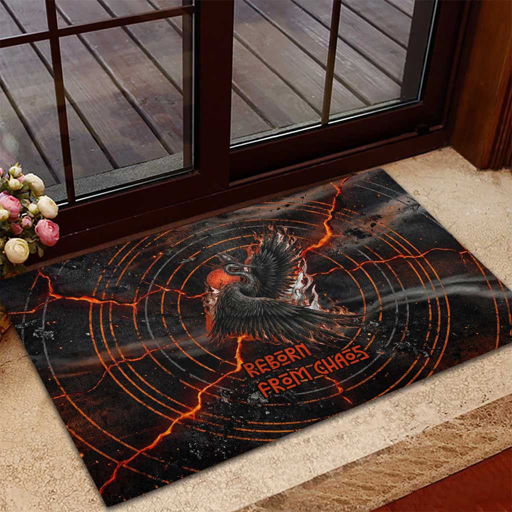 Bennu Rubber Doormat Ancient Egyptian Lava Crack Texture, Phoenix Firebird and Reborn from Chaos - Wonder Print Shop