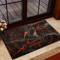 Bennu Rubber Doormat Ancient Egyptian Lava Crack Texture, Phoenix Firebird and Reborn from Chaos - Wonder Print Shop