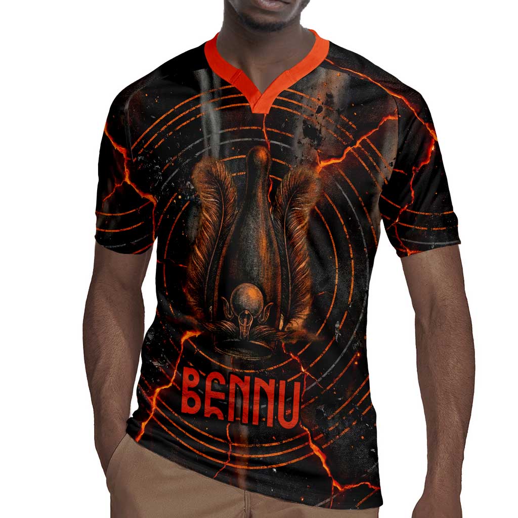 Bennu Rugby Jersey Ancient Egyptian Lava Crack Texture, Phoenix Firebird and Reborn from Chaos - Wonder Print Shop