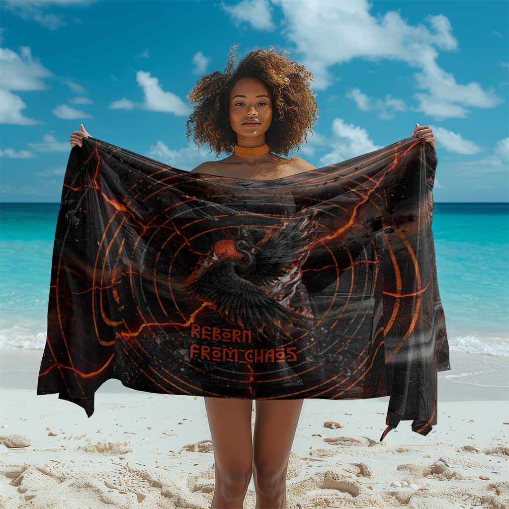 Bennu Sarong Ancient Egyptian Lava Crack Texture, Phoenix Firebird and Reborn from Chaos - Wonder Print Shop
