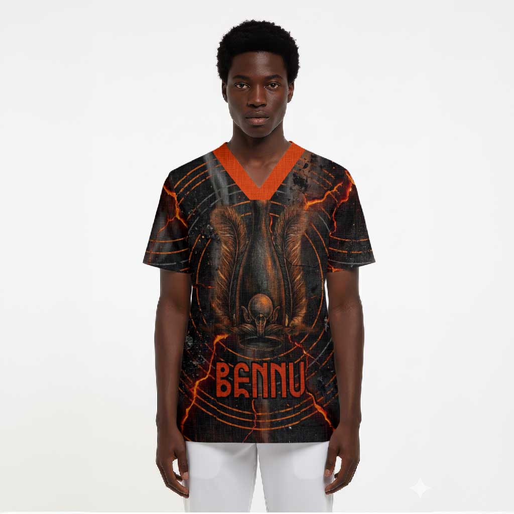 Bennu Scrub Top Ancient Egyptian Lava Crack Texture, Phoenix Firebird and Reborn from Chaos - Wonder Print Shop
