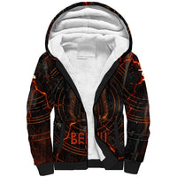 Bennu Sherpa Hoodie Ancient Egyptian Lava Crack Texture, Phoenix Firebird and Reborn from Chaos - Wonder Print Shop