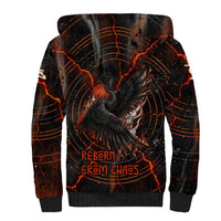 Bennu Sherpa Hoodie Ancient Egyptian Lava Crack Texture, Phoenix Firebird and Reborn from Chaos - Wonder Print Shop