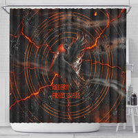 Bennu Shower Curtain Ancient Egyptian Lava Crack Texture, Phoenix Firebird and Reborn from Chaos - Wonder Print Shop