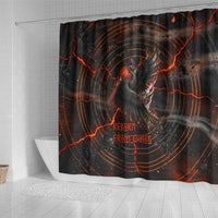 Bennu Shower Curtain Ancient Egyptian Lava Crack Texture, Phoenix Firebird and Reborn from Chaos - Wonder Print Shop