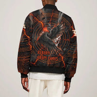 Bennu Sleeve Zip Bomber Jacket Ancient Egyptian Lava Crack Texture, Phoenix Firebird and Reborn from Chaos - Wonder Print Shop
