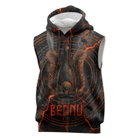 Bennu Sleeveless Hoodie Ancient Egyptian Lava Crack Texture, Phoenix Firebird and Reborn from Chaos - Wonder Print Shop