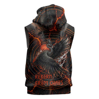 Bennu Sleeveless Hoodie Ancient Egyptian Lava Crack Texture, Phoenix Firebird and Reborn from Chaos - Wonder Print Shop