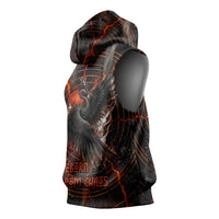 Bennu Sleeveless Hoodie Ancient Egyptian Lava Crack Texture, Phoenix Firebird and Reborn from Chaos - Wonder Print Shop