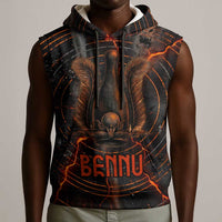 Bennu Sleeveless Hoodie Ancient Egyptian Lava Crack Texture, Phoenix Firebird and Reborn from Chaos - Wonder Print Shop