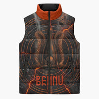 Bennu Sleeveless Puffer Jacket Ancient Egyptian Lava Crack Texture, Phoenix Firebird and Reborn from Chaos - Wonder Print Shop