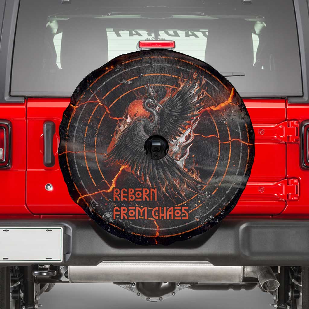 Bennu Spare Tire Cover Ancient Egyptian Lava Crack Texture, Phoenix Firebird and Reborn from Chaos - Wonder Print Shop