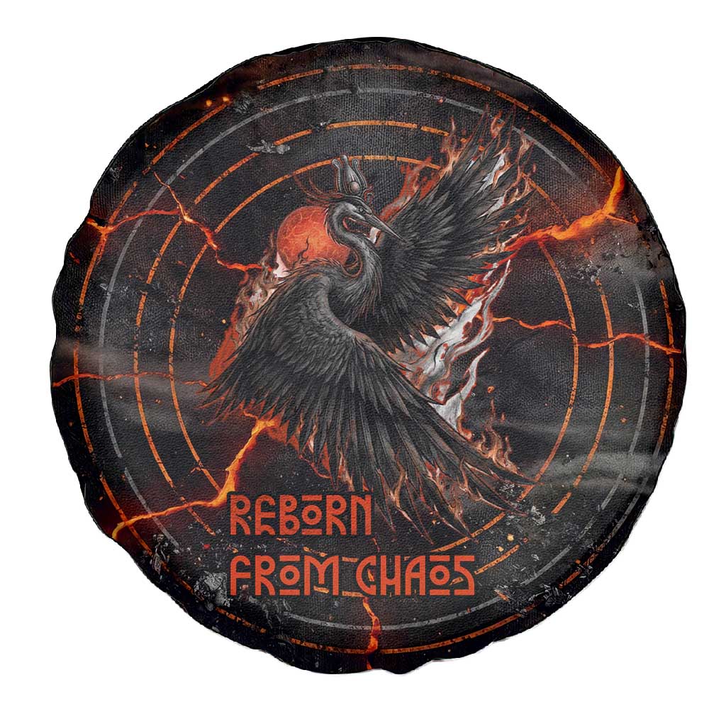 Bennu Spare Tire Cover Ancient Egyptian Lava Crack Texture, Phoenix Firebird and Reborn from Chaos - Wonder Print Shop
