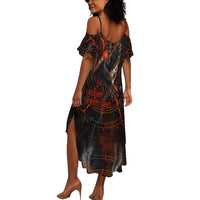 Bennu Summer Maxi Dress Ancient Egyptian Lava Crack Texture, Phoenix Firebird and Reborn from Chaos - Wonder Print Shop