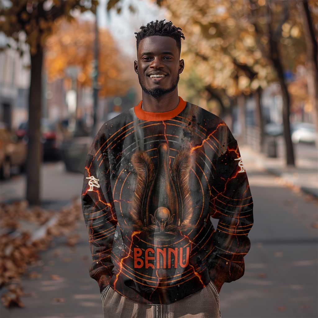 Bennu Sweatshirt Ancient Egyptian Lava Crack Texture, Phoenix Firebird and Reborn from Chaos - Wonder Print Shop