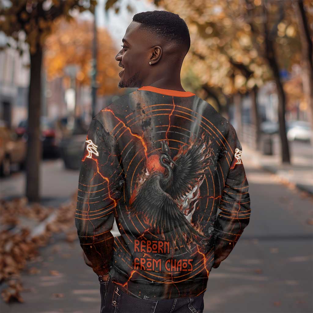 Bennu Sweatshirt Ancient Egyptian Lava Crack Texture, Phoenix Firebird and Reborn from Chaos - Wonder Print Shop