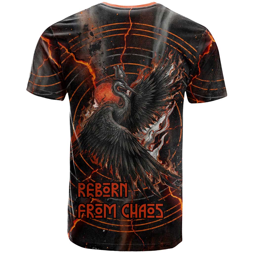 Bennu T shirt Ancient Egyptian Lava Crack Texture, Phoenix Firebird and Reborn from Chaos - Wonder Print Shop